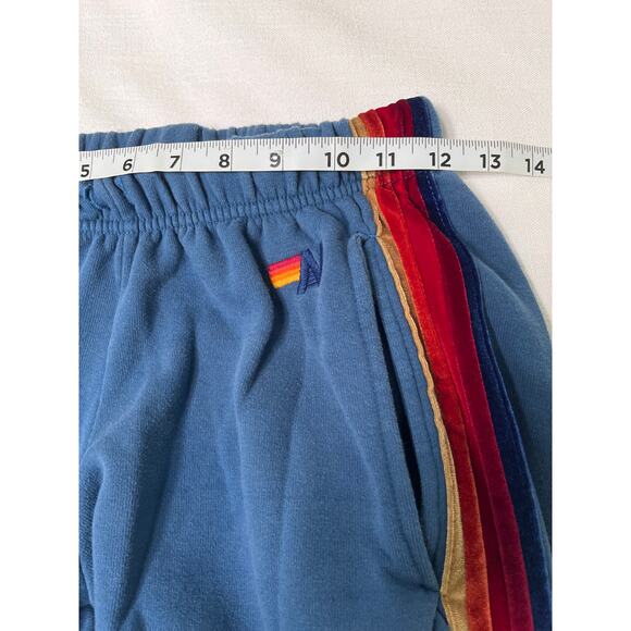 Aviator Nation Blue Joggers sweatpants with velvet colored stripes M - Picture 7 of 11
